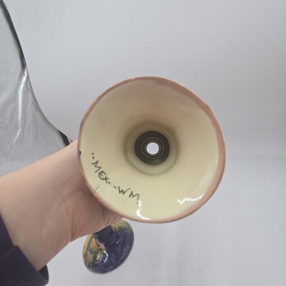 Vintage Mexican Talavera Handpainted Fruit Candlesticks Set of 2 Signed - Picture 6 of 8